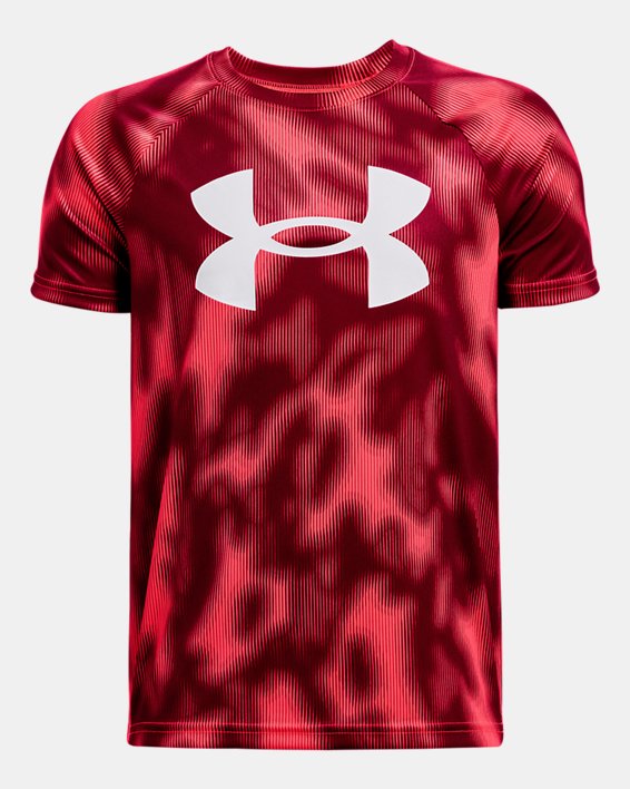 Boys' UA Tech™ Big Logo Printed Short Sleeve in Red image number 0